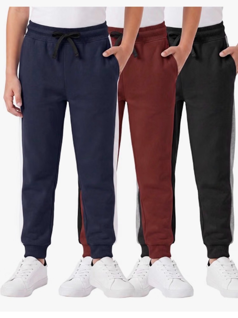 Kids Casual Jogger Pants - Navy, Maroon & Black